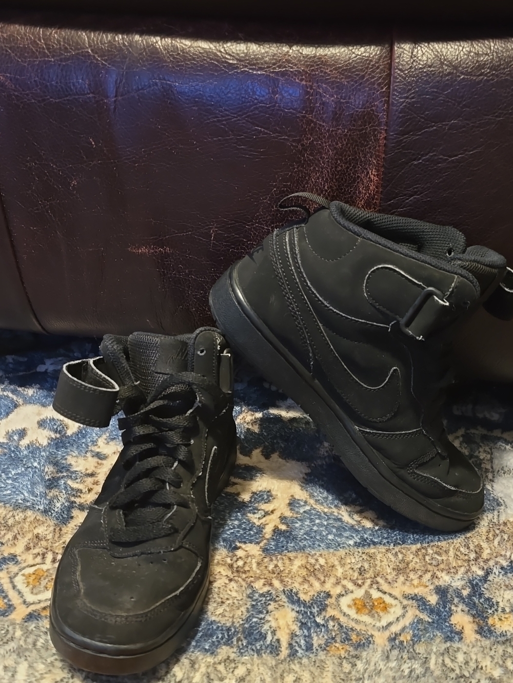 Nike Black Kids High-Top Sneakers with Ankle Strap